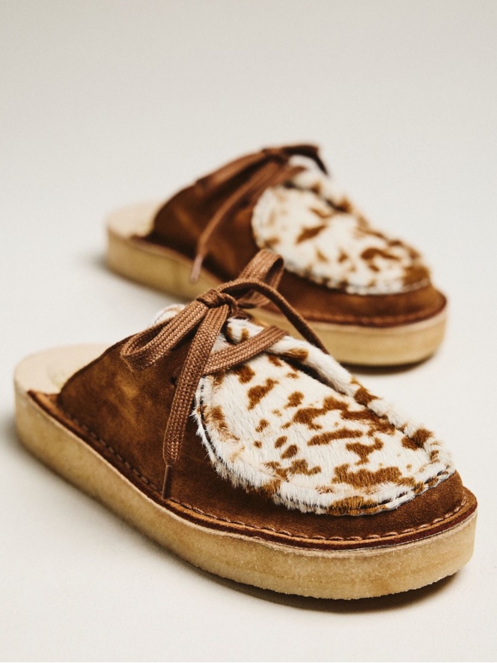 Clarks Exclusive Nomad Cow Print Mules For  Anthropologie